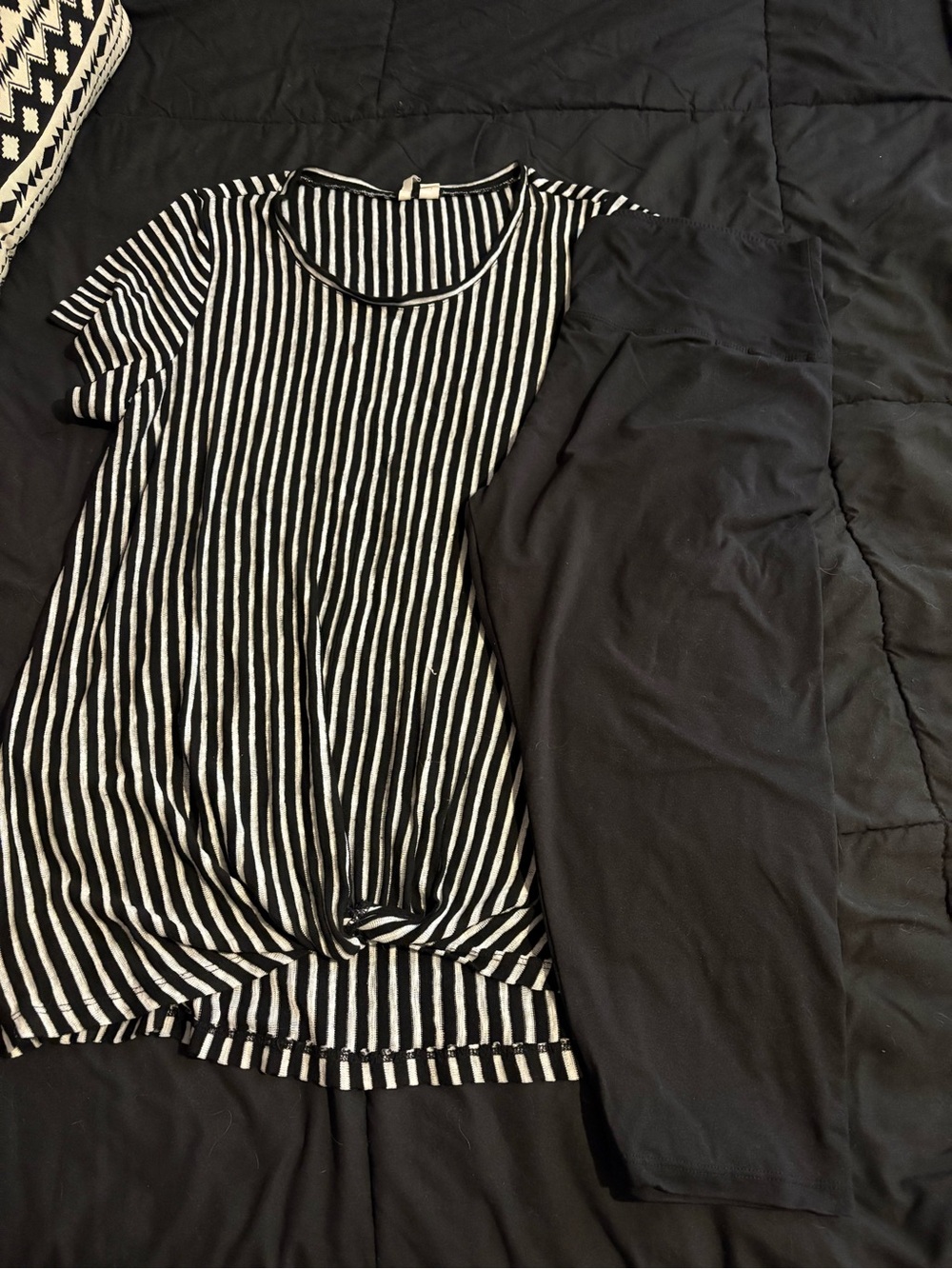Black & White Striped Short Sleeve Tee and capris